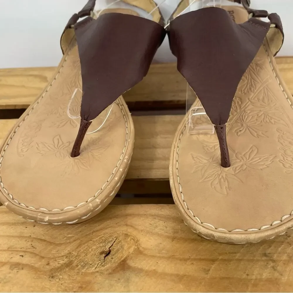 Born Galley Cliffside brown leather sling back wedge heels size 11
